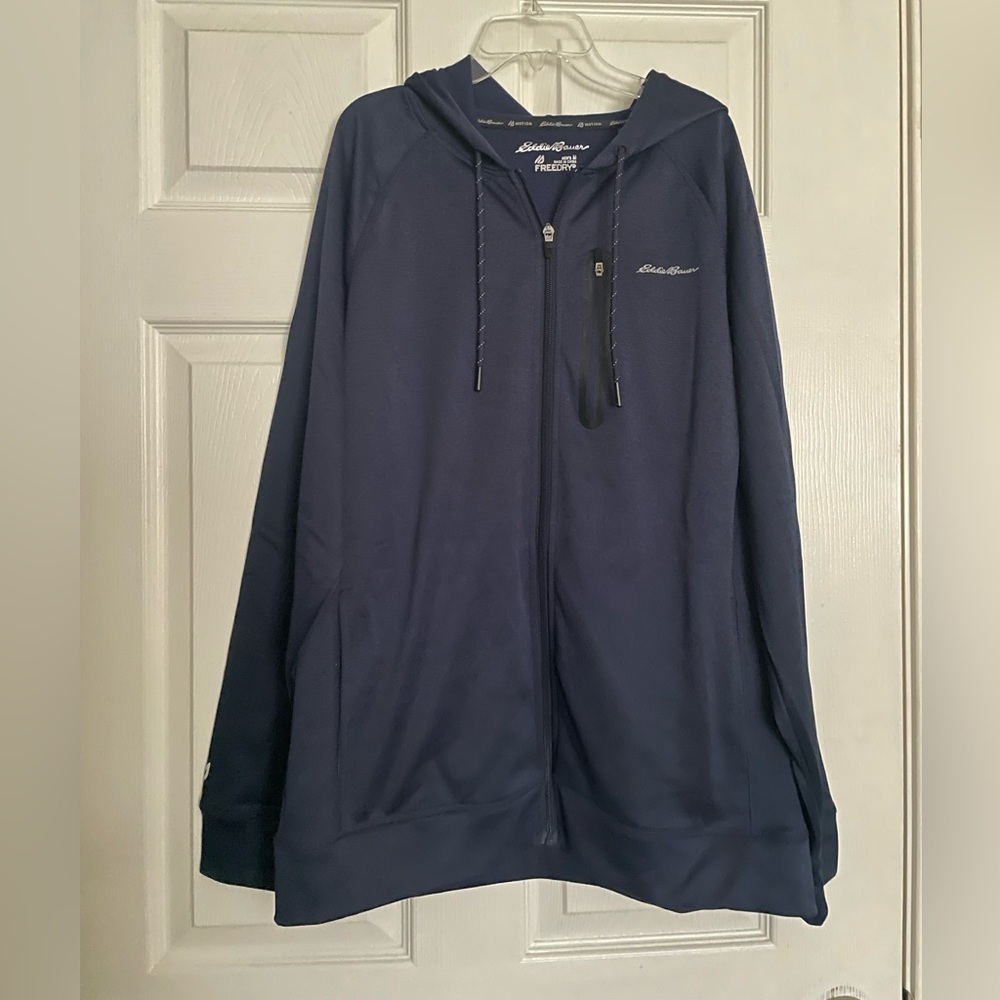 Eddie Bauer Mens size Medium Dark Blue Navy Polyester Hoodie